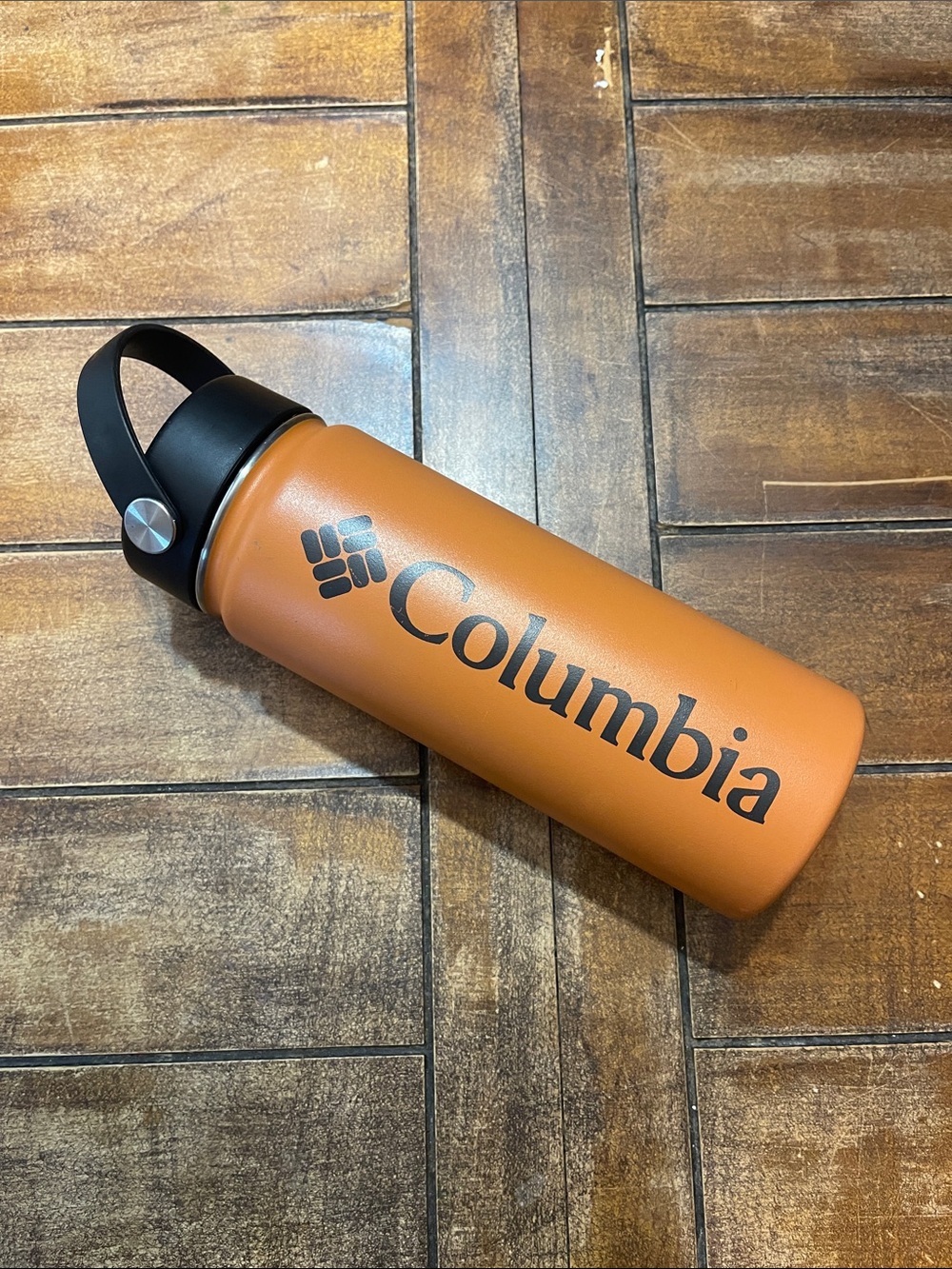 Columbia Orange Insulated Bottle with Black Carry Handle